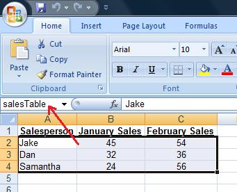 Choosing the Data tab on the ribbon